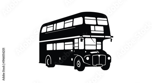 A striking black silhouette of a classic double decker bus emblematic of london transport stands prominently displayed as a silhouette high quality