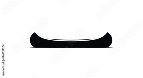 Simple black silhouette of a canoe on a plain white background
