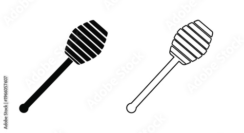 Two honey dippers shown in black fill and outline styles