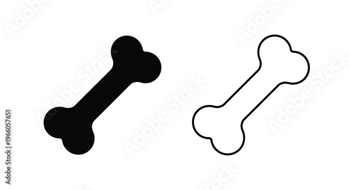 Two bone outlines one solid black and one white contour