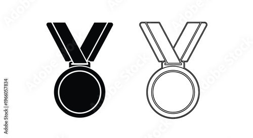Black and white illustration of two medals one gold and one silver