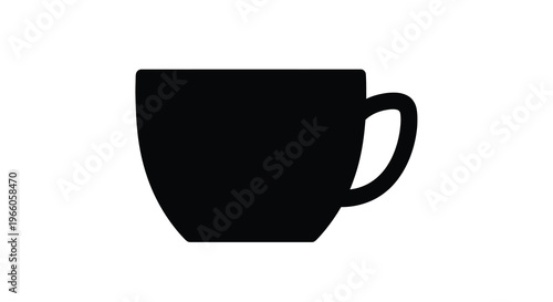 Simple black silhouette of a teacup viewed from a side angle