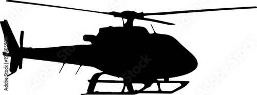 Sleek black silhouette of a modern helicopter, a versatile air vehicle designed for rapid transport and aerial operations