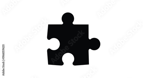 A single black puzzle piece stands out against a white background silhouette