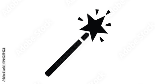 A simple black star wand with sparkling effects a striking silhouette