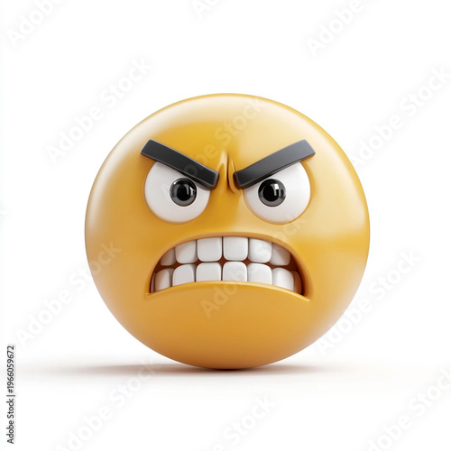 traditional round 3d afraidemoji facing camera. white backgroumd
