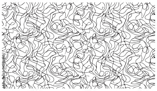 Abstract chaotic line pattern with tangled messy scribble texture
