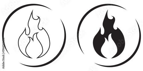 Fire flat icon, Symbol of fire energy in modern style isolated	
