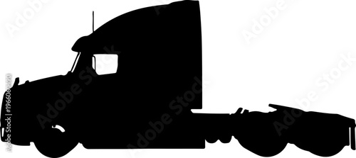 Silhouette of a large commercial semi-truck, a powerful vehicle used for long-haul cargo transportation
