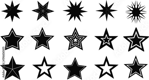 Y2K sparkle star shapes in retro vector design style