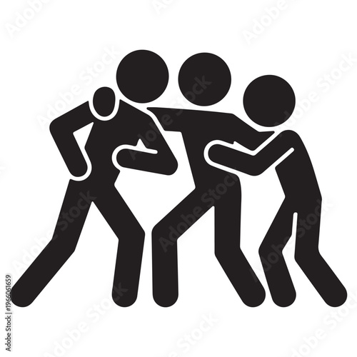 Minimalist Stick Figure Conflict and Aggression Icon Vector