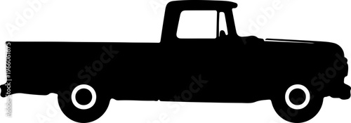Silhouette of a vintage pickup truck, a classic American vehicle for hauling and transport