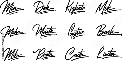 Digital brush stroke signature for modern tech branding design