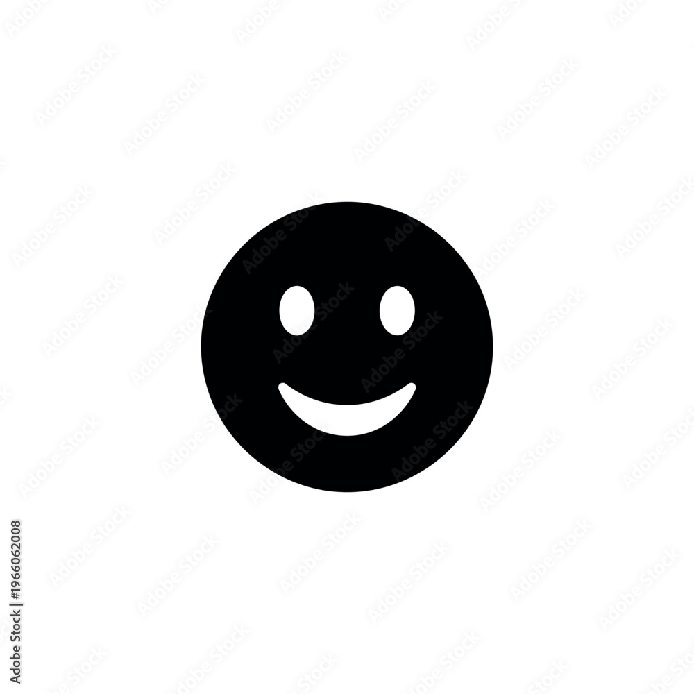 Obraz premium Black Smiling Face Emoji Icon Illustration.