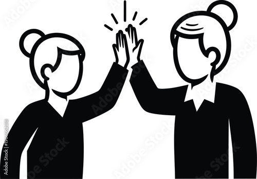 Grandfather and grandson celebrating with high five vector