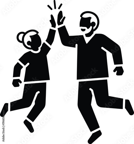 Grandfather and grandson celebrating with high five vector