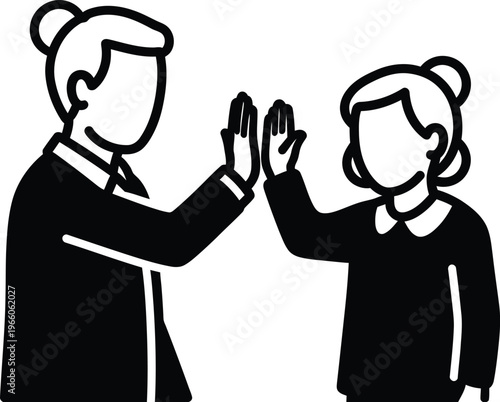 Grandfather and grandson celebrating with high five vector