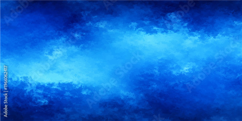 A dark blue abstract grunge background with a textured cloudscape of smoke and light featuring a motion of water and lightning across a cloudy night sky