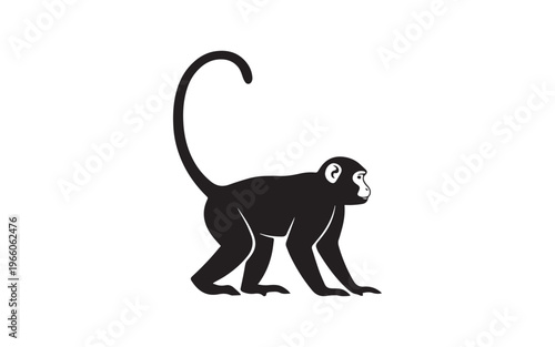 Minimalist Silhouette Vector of Monkey Sitting in Relaxed Pose