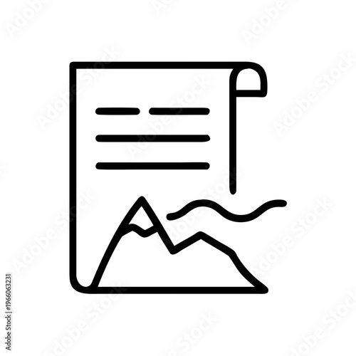 Plot outline icon representing a story concept with mountains and waves