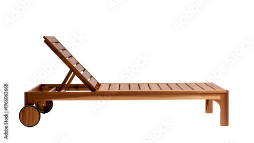 Canvastavla Natural wooden slatted lounge chair with adjustable backrest and sturdy wheels i