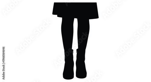 A stark black silhouette depicts a person from the knees down showcasing footwear and leg form silhouette high quality professional detailed
