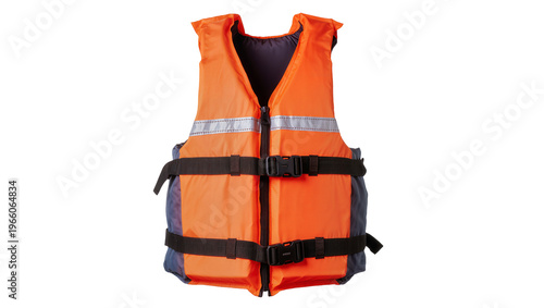 Foto Orange life jacket, isolated on transparent background for water safety
