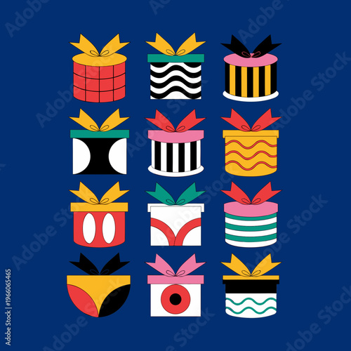 Colorful Gift Box Vector Set – Modern Present Icons & Packaging Illustrations