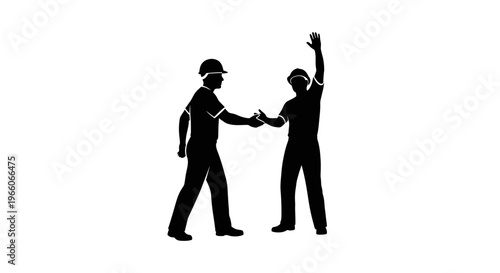 1 May, Labor day icons representing international workers, silhouette of happy builders celebrating with raised hands, vector