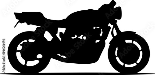 Sleek silhouette of a classic powerful motorcycle, representing freedom, speed, and adventurous travel on the open road with a dynamic presence