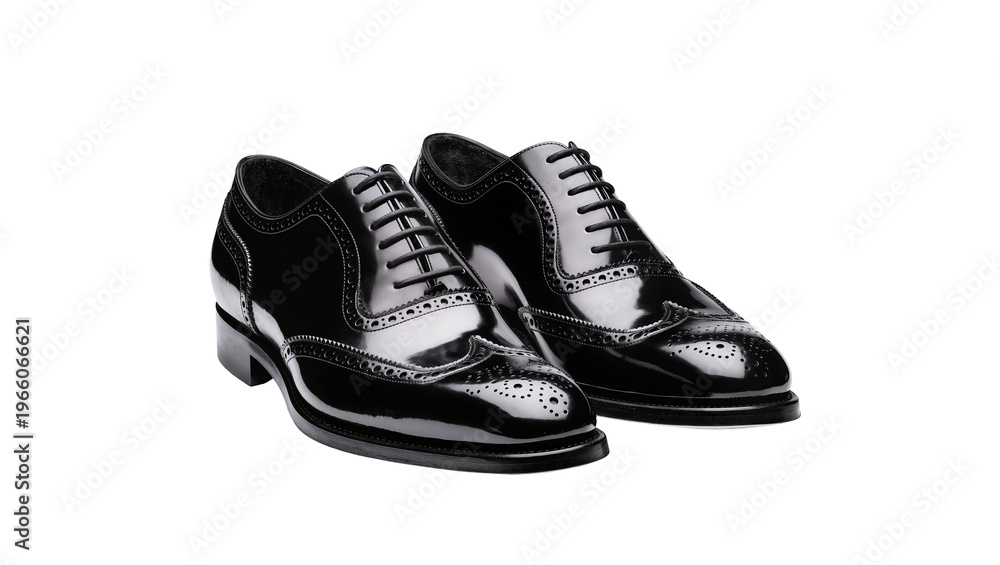 Αυτοκόλλητο Black patent leather brogue dress shoes, isolated on transparent background
