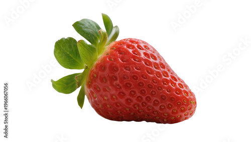 Картината върху платно Fresh red strawberry with green calyx isolated on transparent background, health