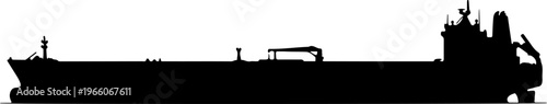 Black silhouette of a large cargo ship or oil tanker, symbolizing global maritime transport and the shipping industry