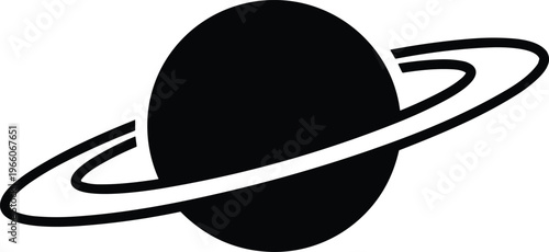 Black Planet Saturn Silhouette Vector Illustration with Rings Representing Space Exploration Astronomy Science Galaxy Cosmos and Celestial Body Design Element