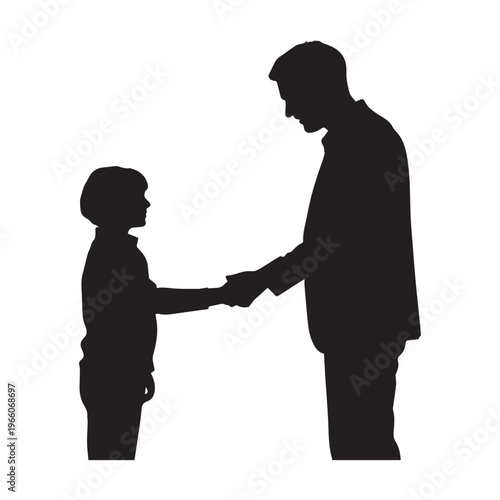 Father and Child Handshake Silhouette Concept