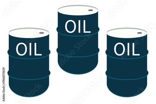 原油が入ったドラム缶とオイル漏れのエネルギー資源イメージイラスト