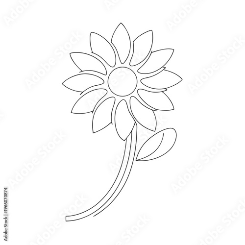 Simple Flower Line Drawing
