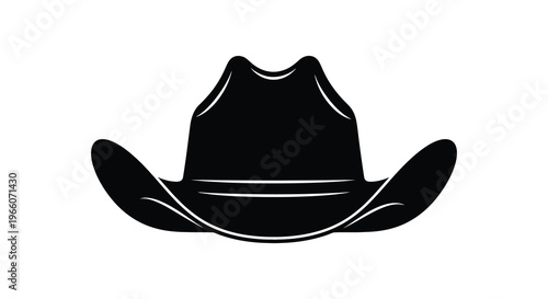 A striking black silhouette of a classic cowboy hat displaying its iconic shape and brim style silhouette high quality professional detailed