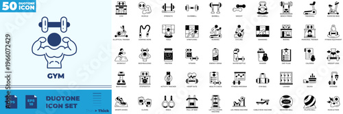 Gym Duotone Editable Icons set