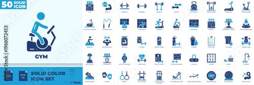 Gym Solid Color Editable Icons set