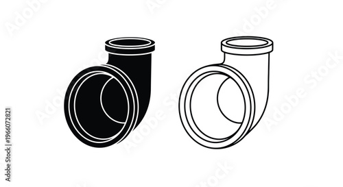 Two pipe fittings a 90 degree elbow shown in black and white