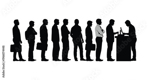 A series of black silhouettes depict business people in various postures including working and waiting silhouette high quality professional detailed modern