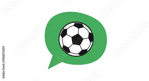 Football Chat Icon - Green Speech Bubble with Soccer Ball