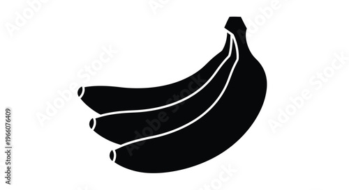 A simple depiction of three bananas in a dark outline silhouette