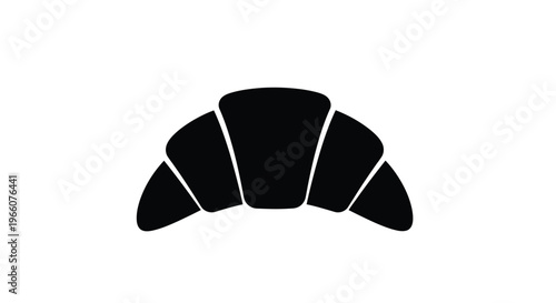 A simple black silhouette of a freshly baked croissant