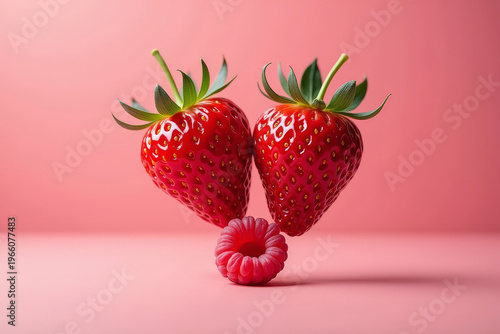 Berries Forming Heart Shape. Romantic Fruit Composition. Love Food Concept