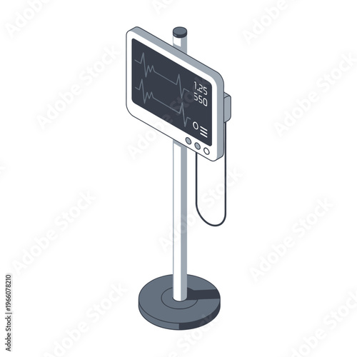 Medical Monitor Displaying Vital Signs on a Stand.