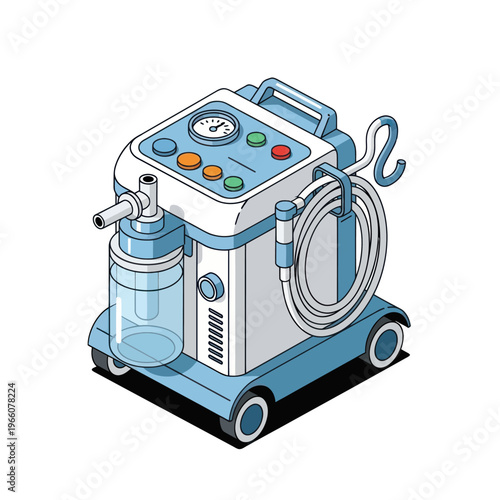 Medical Ventilator Machine for Respiratory Support Isometric Illustration.