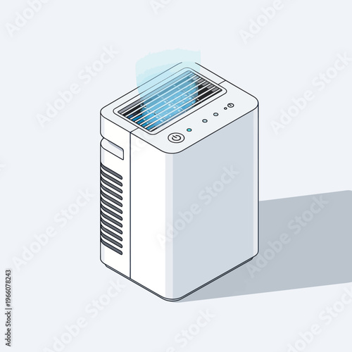 Modern Air Purifier with Blue Light Emission for Clean Air.