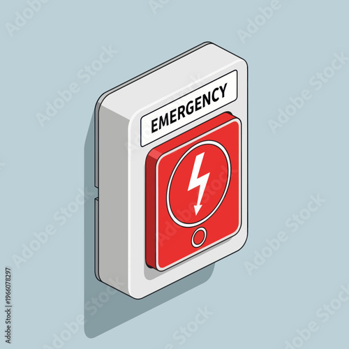 Red Emergency Stop Button with Lightning Bolt Symbol.